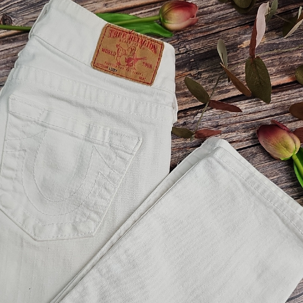 TRUE RELIGION LIZZY WHITE LOW-RISE SKINNY ANKLE JEANS
